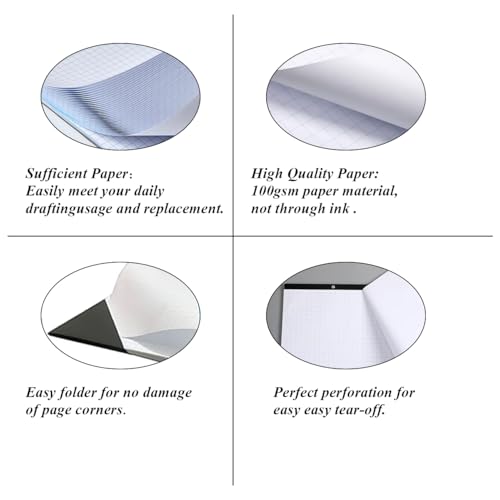 Large Engineering Graph Pad - 22" x 17" Grid Notepad, 4"x4" Graph Paper, 50 Sheets/100 Pages, 100 Gsm Graph Paper for Engineer Architect Designer Mathematician Draftsman - size: 22 x 17 Graph Paper Pad