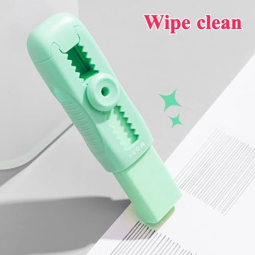 M&G 4+1 Pack Rubber Erasers Sliding Retractable Eraser, Soft Cute Erasers Push Pull Large Pencil Eraser with Plastic Sleeve 4 Refill Eraser for Students Kids, School Office Home Supplies (Green) - color: Green