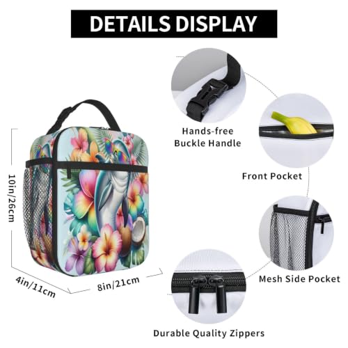 Tropical Dolphin Sunglasses Flowers Palm Leaves Lunch Bag 10In | Insulated Lunch Box Reusable Tote Bag For Picnic Office For Women Men - color: Style 7