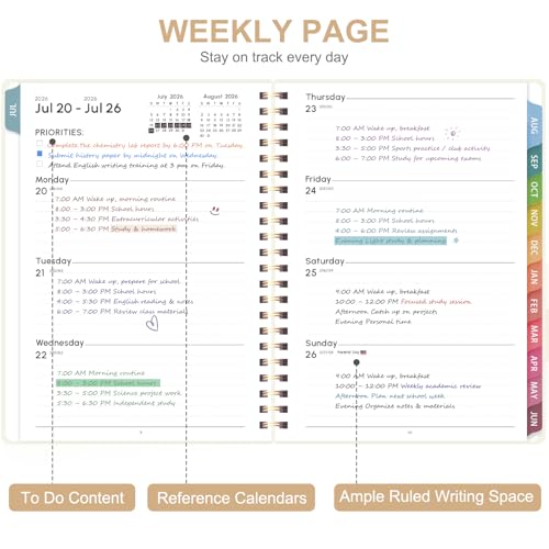 Planner 2026-2027, Weekly and Monthly Academic Year Calendar Planner, July 2026 - June 2027, Daily Agenda Book for Office School Supplies, Letter Size(8.5'' x 11'') - color: C-Beige, size: 8.5"x11"(Jul 2026-Jun 2027)
