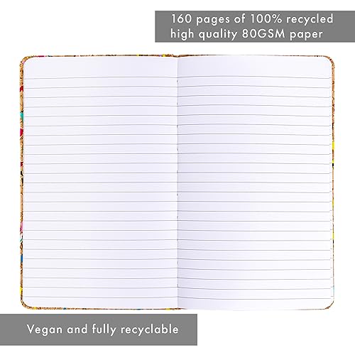 Pukka Pad, Pukka Planet Cork A5 Soft Cover Journal – Casebound Cork Cover Notebook with 160 Pages, 80 Sheets of Recycled FSC Certified 80GSM, 8mm Lined Paper for Home, School & Office, 8.5 x 5.3in - style: Journal