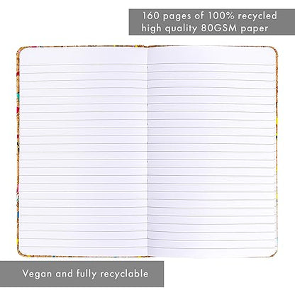 Pukka Pad, Pukka Planet Cork A5 Soft Cover Journal – Casebound Cork Cover Notebook with 160 Pages, 80 Sheets of Recycled FSC Certified 80GSM, 8mm Lined Paper for Home, School & Office, 8.5 x 5.3in - style: Journal