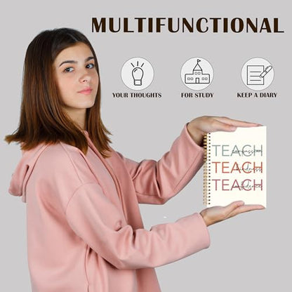 Qabliqo Teacher Spiral Notebook Journal 5.5x8.3, Teach Compassion Kindness Confidence Notebooks for Note Taking, Teacher Appreciation Gifts for Women - color: Teach