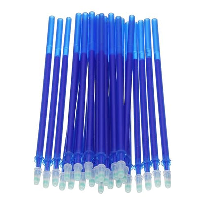 PATIKIL 24 Pcs Erasable Gel Pens Refills, 0.5mm Heat Erasable Pens Refills for Fabric Disappearing Ink Fabric Marking Pen for Sewing Quilting Writing, Blue Ink - color: Blue