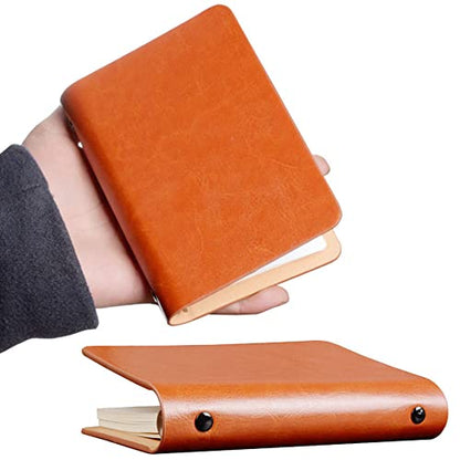 XIGUI 2-Pack 6 Ring Binder Cover, Leather A7 Binder Notebook Cover Refillable Loose Leaf Round Ring Personal Journal with Insert 50 Sheets Paper ，Mini Pocket Notepad
