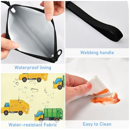 Reusable Food Storage Bags Garbage Truck 3 Pack Set Lunch Bag Compact Sandwich Snack Bag Small Medium Large for Lunch, Travel & Organization - color: Bag 3