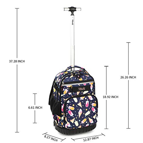 Tilami Rolling Backpack Armor Luggage School Travel Book Laptop 18 Inch Multifunction Wheeled Backpack Students - color: Summer Black