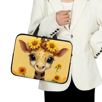 Giraffe 10 Inch Laptop Sleeve, Laptop Cover Computer Bag Tablet Carrying Case with Handle, Fashion Zipper Tote Bags Notebook Sleeves Handbag Messenger Briefcase Gifts for Women - color: Giraffe, size: 10inch