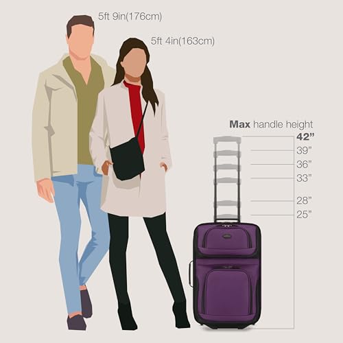 U.S. Traveler Rio Lightweight Softside Rolling Carry-on Suitcase, 2-Wheel Set, Purple - color: Purple, size: 21"/14"