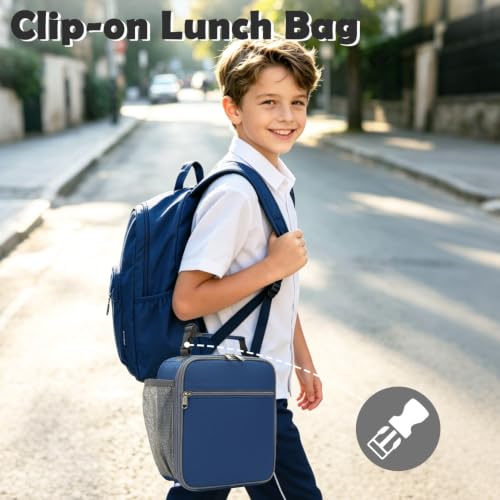 FlowFly Kids Lunch box Insulated Soft Bag Mini Cooler Back to School Thermal Meal Tote Kit for Girls, Boys, Cyan - color: Cyan