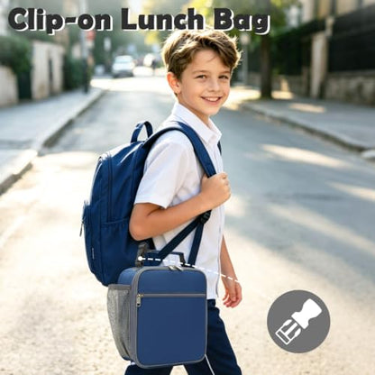 FlowFly Kids Lunch box Insulated Soft Bag Mini Cooler Back to School Thermal Meal Tote Kit for Girls, Boys, Cyan - color: Cyan