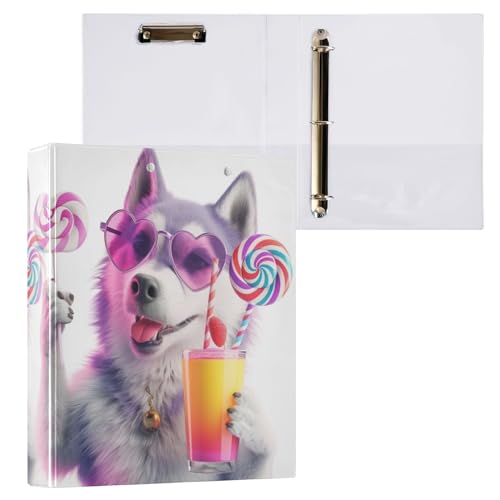 ALAZA 3 Ring Binder A Cool Dog Clipboard Round Ring Binder Holds 1.5 Inch Three Rings Binder Heavy Duty Binders for School Office Supplies, 1Pack - color: Multicolored 12