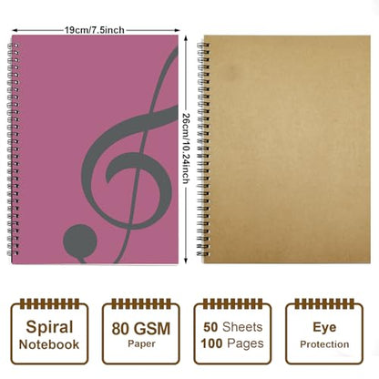 MAXCURY Blank Sheet Music Composition Manuscript Staff Paper Art Music Notebook Black 100 Pages 26x19cm (Pink/Grey Green) - color: Pink/Grey Green