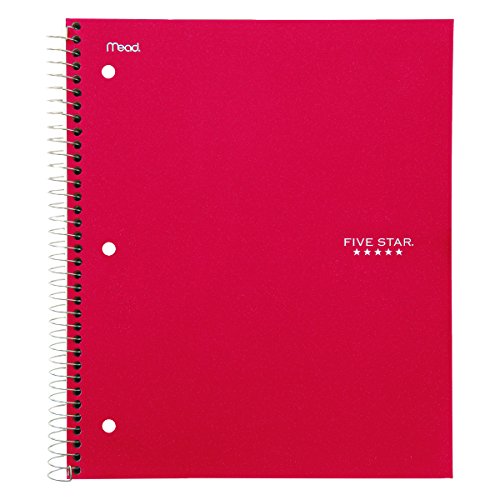 Five Star 06210 Wirebound 3-Subject Notebook, College Rule, 11 x 8 1/2, 150 Sheets, Assorted - size: 150