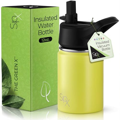 SIPX™ 12 oz Insulated Water Bottle with Straw Lid – Leakproof Stainless Steel, BPA-Free, Easy to Carry – Perfect for School, Camp, Sports & Travel –Yellow - color: Yellow