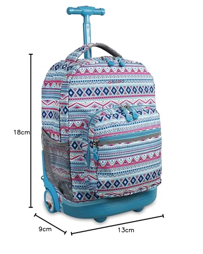 J World New York Sunrise Rolling Backpack Backpack, MINT TRIBAL - color: Mint Tribal