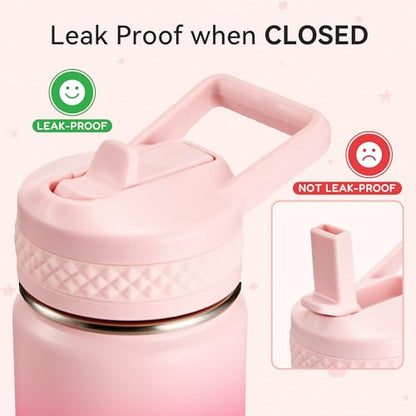 Fijinhom 12 oz Kids Water Bottle, Toddler Water Bottle with Straw, Boys&Girls Bottle for School, 304 Stainless Steel Vacuum Insulated Bottle for Kids, BPA-Free, Leak-Proof, Cherry Blossom - color: Cherry Blossom