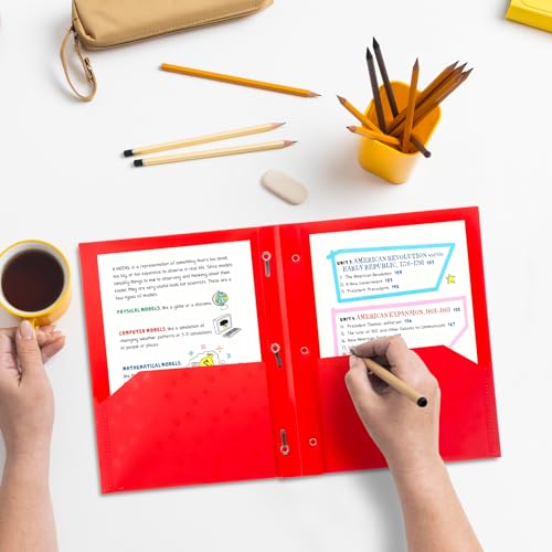 ViVin Plastic Folders with Pockets and Prongs,24 Pack,Heavy Duty 2-Pocket File Folder with 3 Fasteners,Fits Letter Size Paper,for School Home and Office(Bright Red) - color: Bright Red, size: 24 PACK