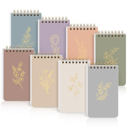 SKYDUE Pocket Notepads with Aesthetic Covers, Small Notebooks, Mini Spiral Notebook with Lined Pages Nursing School Essentials, Set Of 8 Gold - color: Gold