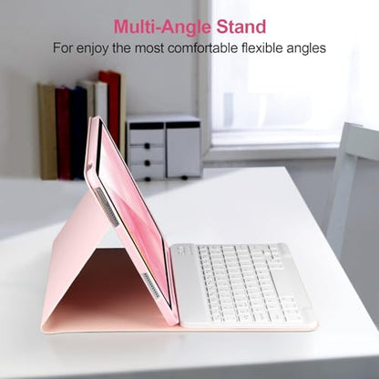AHYWTAN Keyboard Case for iPad 9/8/7th Gen 10.2’’,Case with Bluetooth Keyboard for iPad 9th Gen with Pencil Holder,Pink-W - color: Pink-W