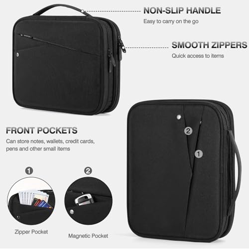MoKo 13.3-14 inch Laptop Sleeve Case with Multi-Pockets for New 13" MacBook Neo A18, 14" Mac Pro M3/M2/M1, 13" MacAir M4/M3/M2/M1, Protective Padded Handle Laptop Bag with Accessories Pockets, Black
