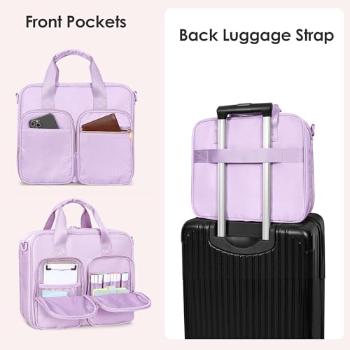 3 Ring Zipper Binder, 2 Inch Ring Binder Organizer Bag with Strap | Binder Bag Fits 13" Laptop & 500 Sheets, Detachable Shoulder Strap, Large Capacity Zip Up Portfolio Folder Bag for Office - color: Purple