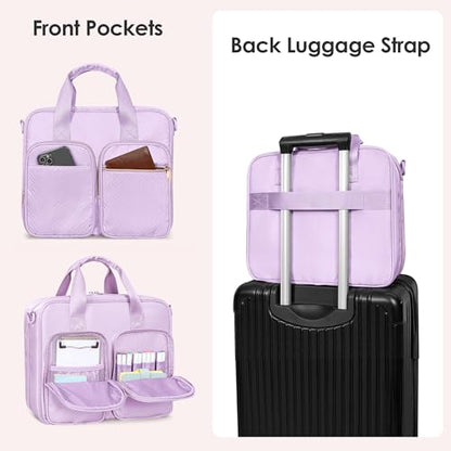 3 Ring Zipper Binder, 2 Inch Ring Binder Organizer Bag with Strap | Binder Bag Fits 13" Laptop & 500 Sheets, Detachable Shoulder Strap, Large Capacity Zip Up Portfolio Folder Bag for Office - color: Purple