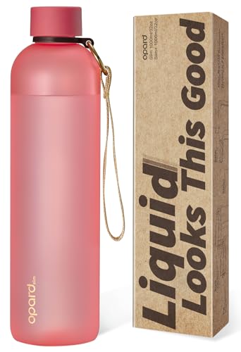 Opard Slim Water Bottle 32oz, Dishwasher Safe Plastic Water Bottle BPA-Free, Leakproof Screw Top, Flamingo Pink, Reusable for Travel School Sport Gym Hiking - color: Flamingo Pink(32oz), size: 32 Ounces
