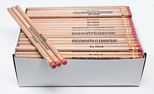 Pencil Guy Promotional Personalized Natural Round Pencils | 144 to a box, 19 color(s) to choose from, Imprinted - color: Natural, size: 1 Count (Pack of 144)