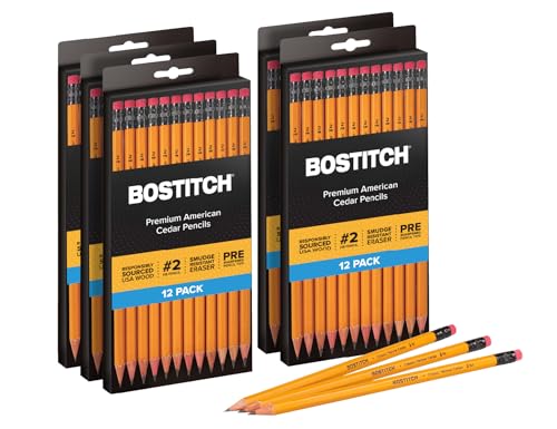 Bostitch Office Premium #2 Pencils, American Cedar Wood, Pre-Sharpened, HB Graphite, 60-Pack - size: 1 Count (Pack of 60)