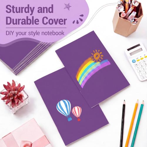 Mimorou 100 Pcs Journals Notebooks Bulk - Kraft Softcover A5 Small Notebooks 5.5 Inch x 8.3 Inch Notepads with 60 Page 30 Sheet for Writing Sketch Travel Office Supplies(Purple,Lined) - color: Purple, style: Lined