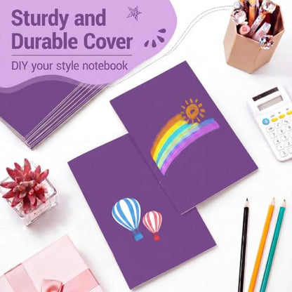 Mimorou 100 Pcs Journals Notebooks Bulk - Kraft Softcover A5 Small Notebooks 5.5 Inch x 8.3 Inch Notepads with 60 Page 30 Sheet for Writing Sketch Travel Office Supplies(Purple,Lined) - color: Purple, style: Lined