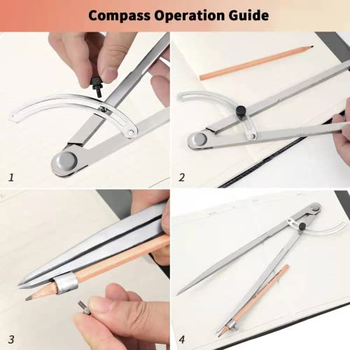 16 inch Compass for Geometry, Compass for Woodworking, Precision Woodworking Compass with Wing Divider and Pencil Holder, Large Compass for Geometry, Woodworking Compass, Drafting, Drawing Compass - size: 16in