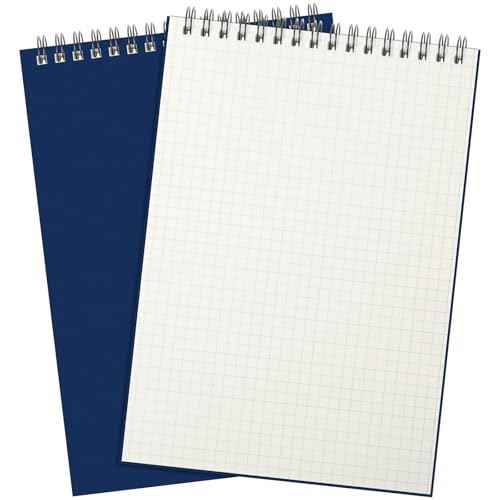 Engrowtic 2 Pack Graph Paper Spiral Notepad A5 Top Wirebound Notepad Grid Notebook Steno Pad Memo Notebook Grid Paper 140 Pages for Writing Sketching Drawing Office Supply (Blue) - color: Blue