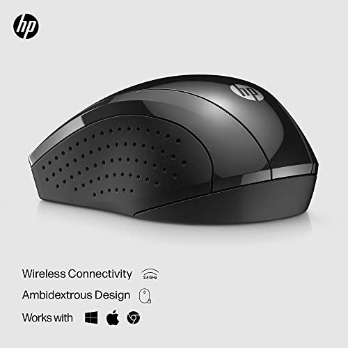 HP X3000 G3 Wireless Mouse - Black, 15-Month Battery, Side Grips for Control, Travel-Friendly, Blue LED, Powerful 1600 DPI Optical Sensor, Compatible with Wins PC/Laptop, Mac, Chromebook (683N7AA) - color: Black