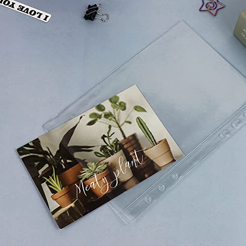 Mogoostry A5 Clear Sheet Protectors 12 Pack 4.9 x 8 Inch Plastic Sleeves Top Open Paper Protector for 6 Ring Binders, Acid-Free, Archival Safe - size: A5