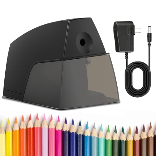 VUSIGN Electric Pencil Sharpener for Classroom, Fits 6-8mm No.2/Colored Pencils, High Capacity Shavings Tray, Heavy-Duty Anti-Stall Pencil Sharpener for Home, Office, School, Teacher Supplies