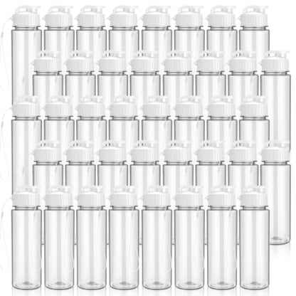 Mifoci 40 Pieces Plastic Water Bottle Bulk for Kids Adults 17 oz Reusable Large Water Bottle Bulk with Handle Strap Lightweight Leakproof Flip Top for Party Outdoor School(Clear,White) - color: Clear,White