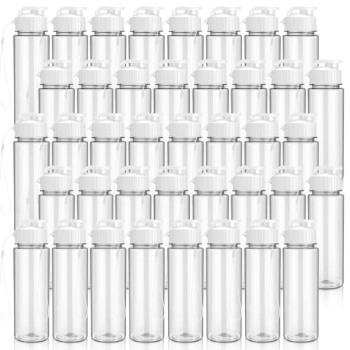 Mifoci 40 Pieces Plastic Water Bottle Bulk for Kids Adults 17 oz Reusable Large Water Bottle Bulk with Handle Strap Lightweight Leakproof Flip Top for Party Outdoor School(Clear,White) - color: Clear,White