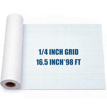 Jetec 1 Roll Large Grid Graph Paper Roll 1/4'' Grid 16.5 Inch x 98ft Engineering Drafting Paper for Blueprint School Classroom Graphing Supplies Engineer Architect Designer Mathematician Gifts - color: 1/4'' Grid, size: 16.5 Inch X 98ft