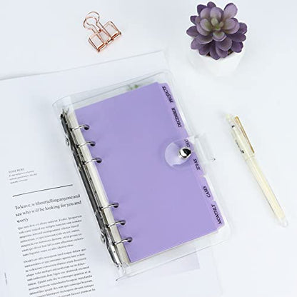 Koqye 12PCS Purple Personal Dividers with 6 Blank Tabs & Planner Stickers | 3.75" x 6.75", Plastic Side Tab Dividers Refillable Page Protectors for 6-Ring Binders, Planner, Agenda - color: Purple - 2 Set
