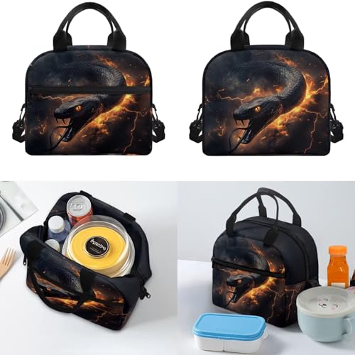 Black Snake Backpack for Kids Backpacks for Girls with Lunch Box and Water Bottle Carrier Pencil Case 4PCS Set Boys Bookbag 10-12 17 inch School Bag to Store Pens,Crayon Box,Snacks, Toys - color: Black Snake