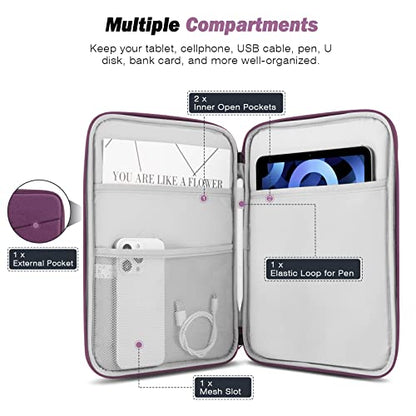 MoKo 9-11 Inch Tablet Sleeve Bag Carrying Case with Accessory Pocket | Fits iPad Air 11-inch M4, iPad Pro 11-inch M5, iPad A16 11-inch, iPad 10/9/8/7th and Tab S9/S8 11-inch, Purple - color: Purple, size: 9-11 Inch