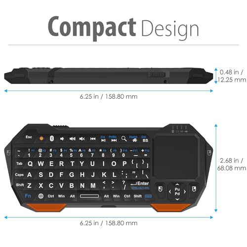 Fosmon Mini Bluetooth Keyboard (QWERTY Keypad), Wireless Portable with Touchpad, Compatible with Apple TV, Amazon Fire Stick, PS4, PS4 Pro, PS5, HTPC/IPTV, VR Glasses, Smartphones