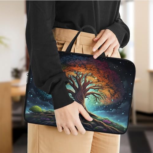Laptop Sleeve Bag with Handle Computer Protective Soft Cover Case for 14 Inch 13 Inch Laptop,Galaxy Art Tree - color: Galaxy Art Tree