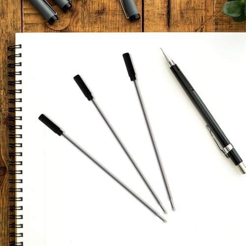 20Pcs Gel Ink Pen Refills Medium Point Metal Replacement Refills for Office Students and Creative Writing Easy to Install Smooth Writing Black Ink Pens