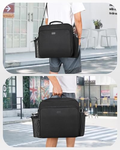 3 Inch 3-Ring Zipper Binder with Water Bottle Holder and Handle | D-Ring Zip Up Binder with Shoulder Strap, 700 Sheet Capacity, Compatible with 13" MacBook/Tablet, for School, Office, Black - color: Black