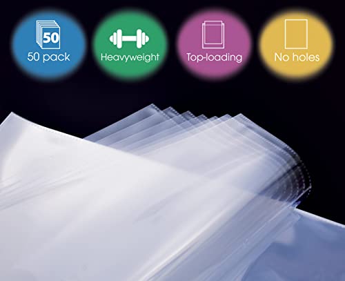 GOLD SEAL No Holes Sheet Protectors, Bulk Pack, Letter Size (8.5 x 11 Inch), Heavyweight Clear View Sheet Protectors, Top Loading, Document Protectors, Artwork Protectors,(50 Pack) - style: 50 Pack