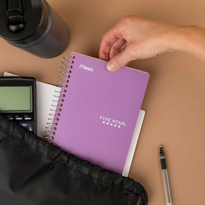 Five Star Spiral Notebook, 1 Subject, College Ruled Paper, 4-3/8" x 7", Personal Size, 80 Sheets, Fights Ink Bleed, Water Resistant Cover, Amethyst Purple (450048CF1-ECM) - color: Amethyst Purple