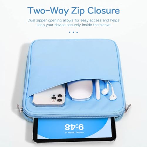 Dadanism 9-11 Inch Tablet Sleeve Bag Carrying Case, Baby Blue | Fits iPad (A16) 11th Gen 11", iPad 10th Gen 10.9" Air 5/4, iPad Air M4/Pro 11", iPad 9/8/7th 10.2", Galaxy Tab A11+ Plus 11" - color: Light Blue, size: 9-11 inch